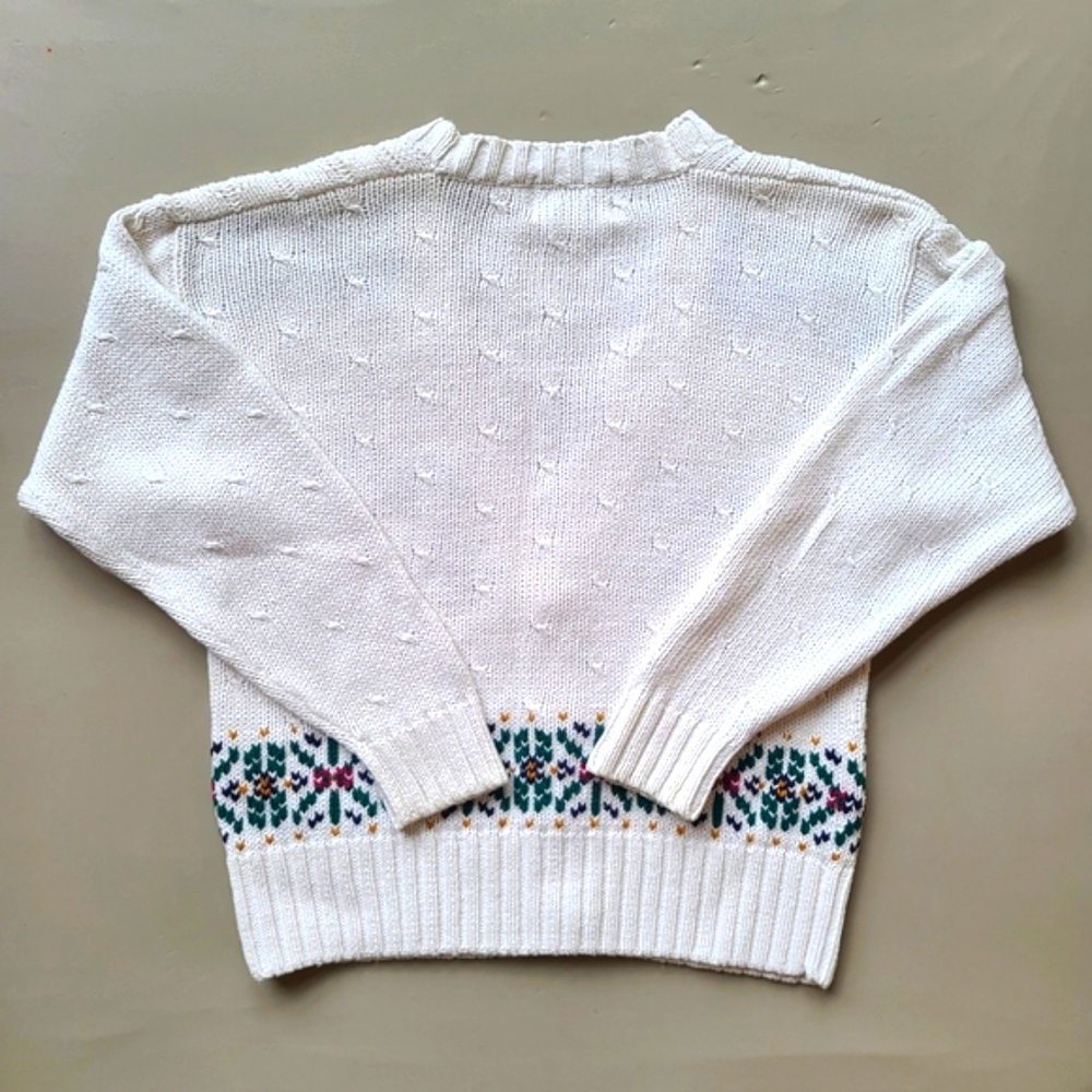 Vtg Floral Grandma Sweater Cottagecore Ninon de Lenclos Handknit Cardigan Large - Picture 8 of 9